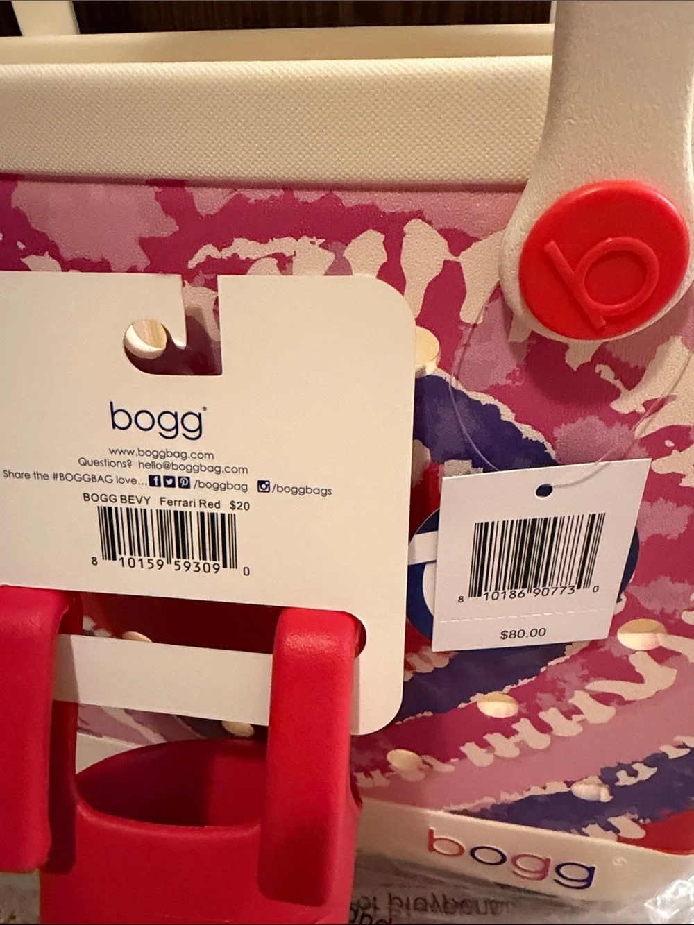 Bogg Bag Heart Print Tote in Coral, Pink & Purple - Picture 7 of 7